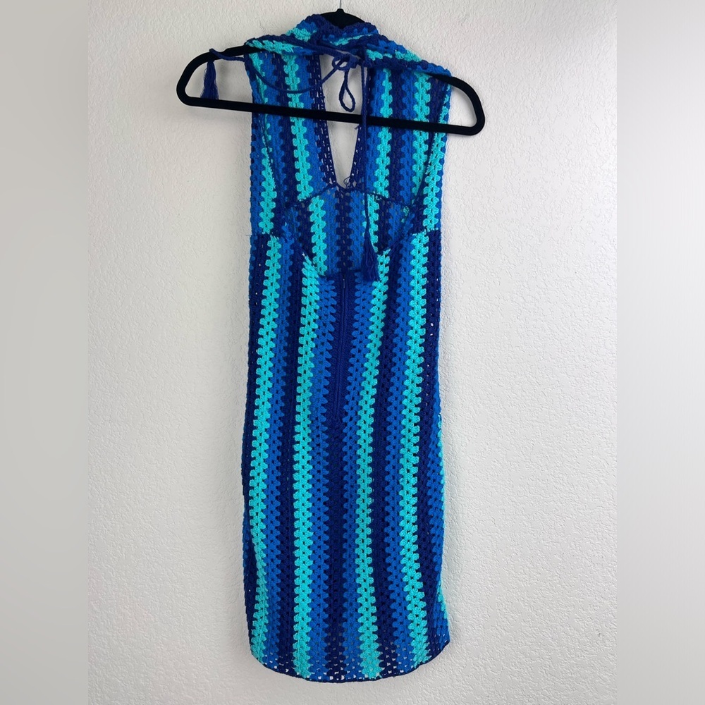 NWT: Lovers and Friends Blues Crochet Mini Dress Cover Ups Size Medium - Picture 5 of 11